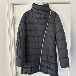 Calvin Klein Black Quilted Asymmetrical Puffer Coat